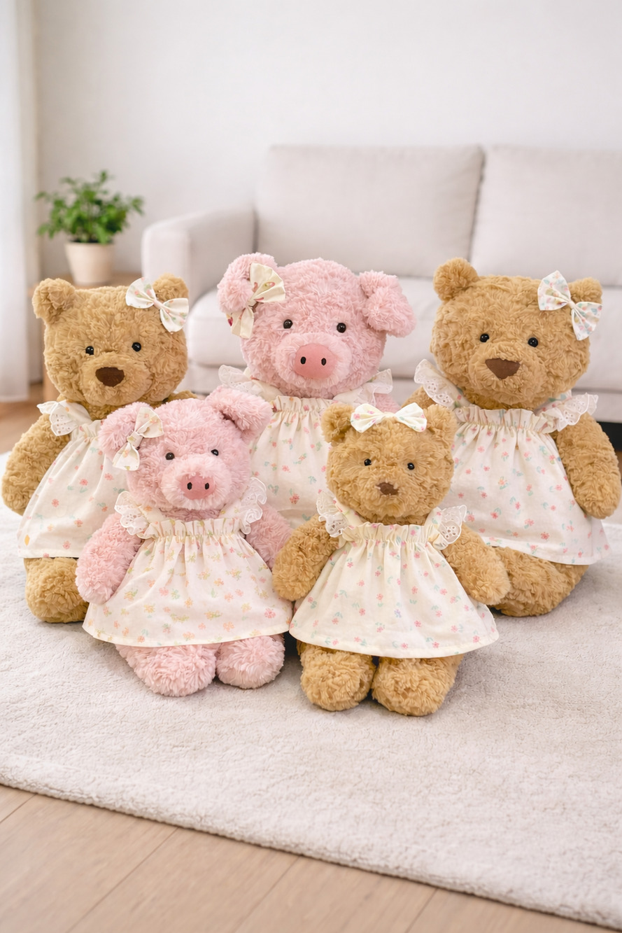 Bartholomew bear clothes outfits -Yellow Floral Flutter Sleeve Dress[FX-40-14IN]